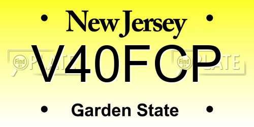 V40FCP New Jersey License Plate