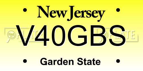 V40GBS New Jersey License Plate