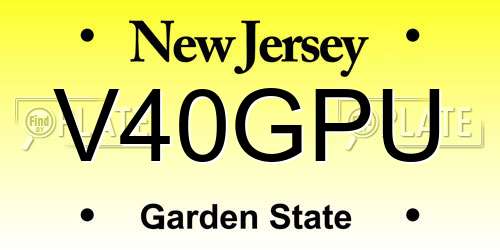 V40GPU New Jersey License Plate