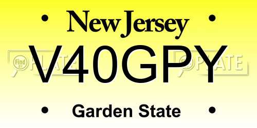 V40GPY New Jersey License Plate