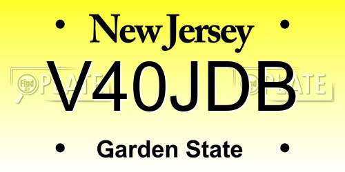 V40JDB New Jersey License Plate
