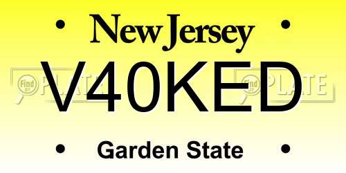 V40KED New Jersey License Plate