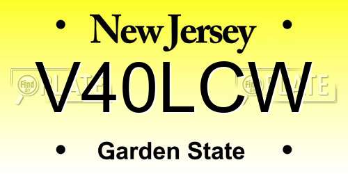 V40LCW New Jersey License Plate