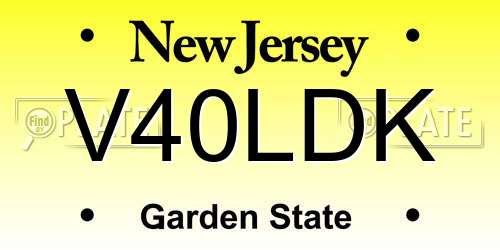 V40LDK New Jersey License Plate