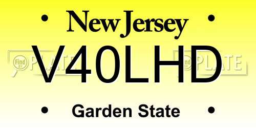V40LHD New Jersey License Plate
