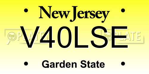 V40LSE New Jersey License Plate