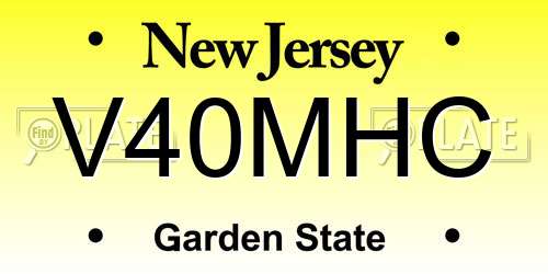 V40MHC New Jersey License Plate