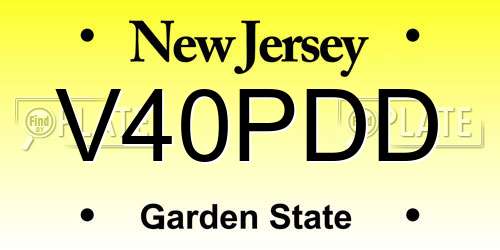 V40PDD New Jersey License Plate