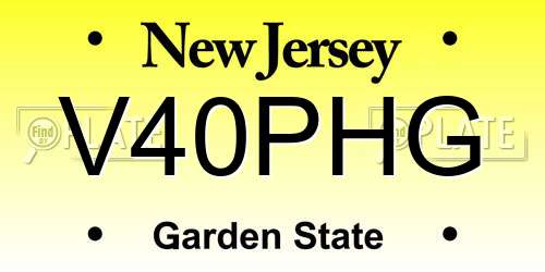 V40PHG New Jersey License Plate