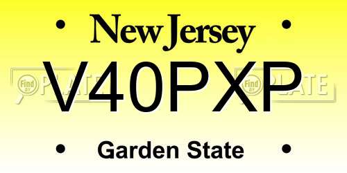 V40PXP New Jersey License Plate