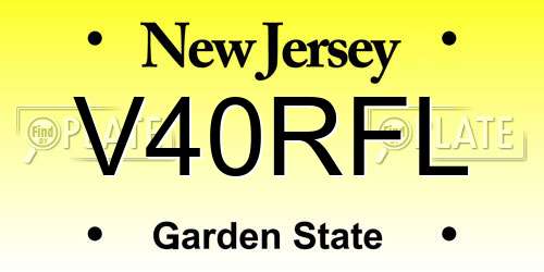 V40RFL New Jersey License Plate