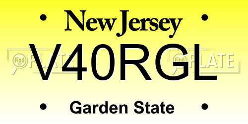 V40RGL New Jersey License Plate