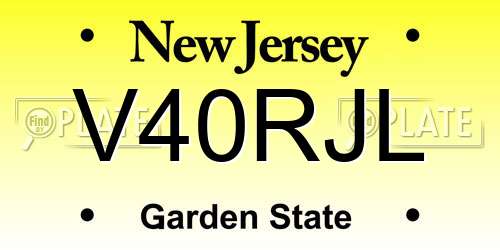 V40RJL New Jersey License Plate