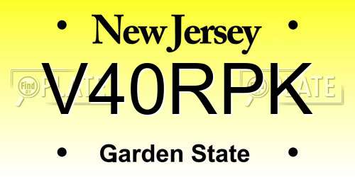 V40RPK New Jersey License Plate