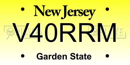 V40RRM New Jersey License Plate
