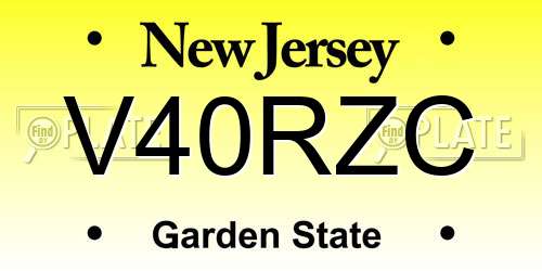 V40RZC New Jersey License Plate