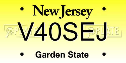 V40SEJ New Jersey License Plate