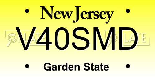 V40SMD New Jersey License Plate