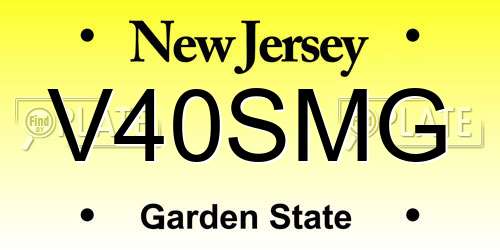 V40SMG New Jersey License Plate