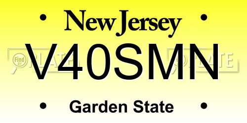 V40SMN New Jersey License Plate
