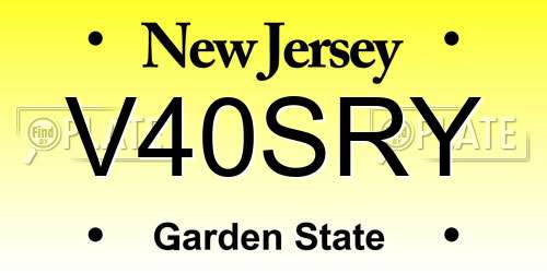 V40SRY New Jersey License Plate