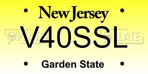 V40SSL New Jersey License Plate