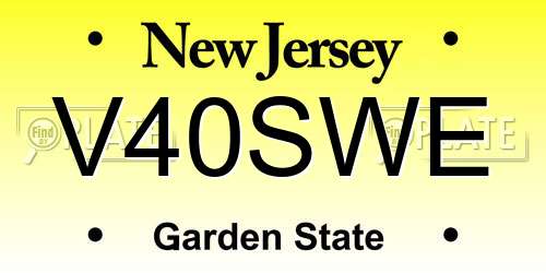 V40SWE New Jersey License Plate