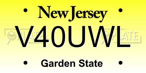 V40UWL New Jersey License Plate
