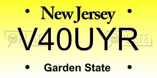 V40UYR New Jersey License Plate