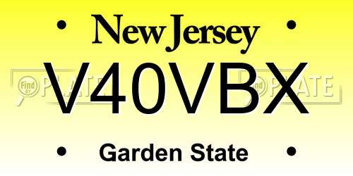 V40VBX New Jersey License Plate