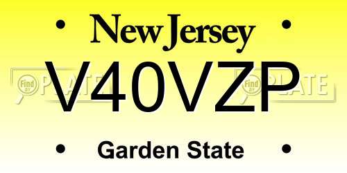 V40VZP New Jersey License Plate