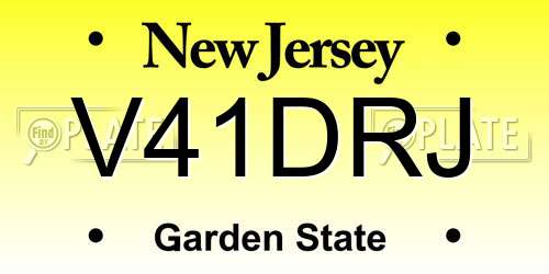 V41DRJ New Jersey License Plate