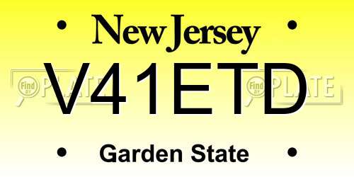 V41ETD New Jersey License Plate