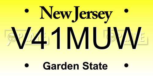 V41MUW New Jersey License Plate