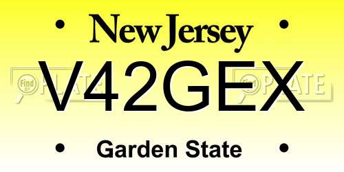 V42GEX New Jersey License Plate