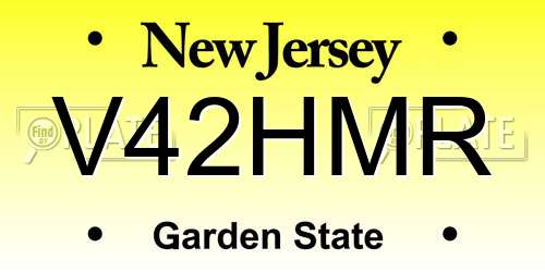 V42HMR New Jersey License Plate