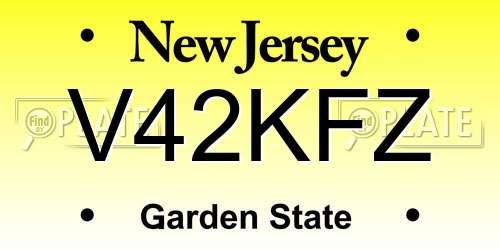 V42KFZ New Jersey License Plate