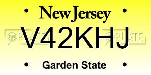 V42KHJ New Jersey License Plate