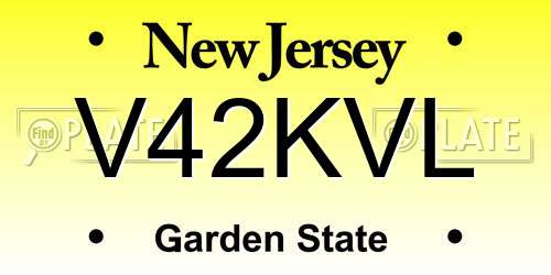 V42KVL New Jersey License Plate