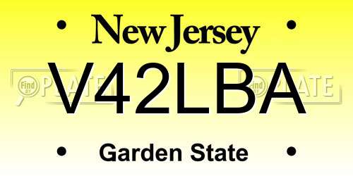V42LBA New Jersey License Plate