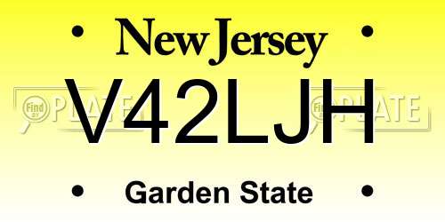 V42LJH New Jersey License Plate