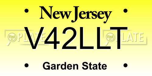 V42LLT New Jersey License Plate