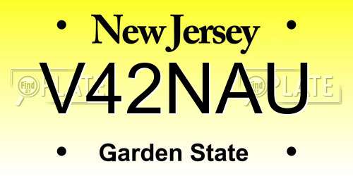 V42NAU New Jersey License Plate