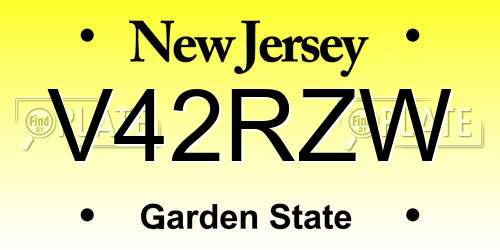 V42RZW New Jersey License Plate