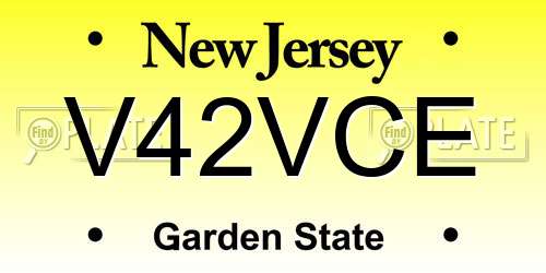 V42VCE New Jersey License Plate