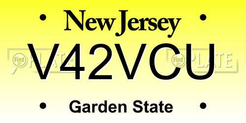 V42VCU New Jersey License Plate
