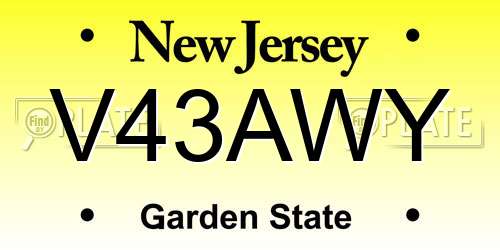 V43AWY New Jersey License Plate