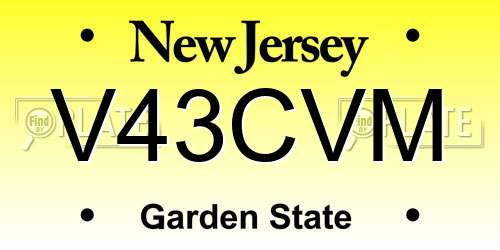 V43CVM New Jersey License Plate