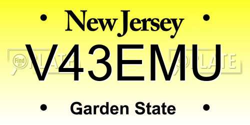 V43EMU New Jersey License Plate