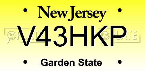 V43HKP New Jersey License Plate